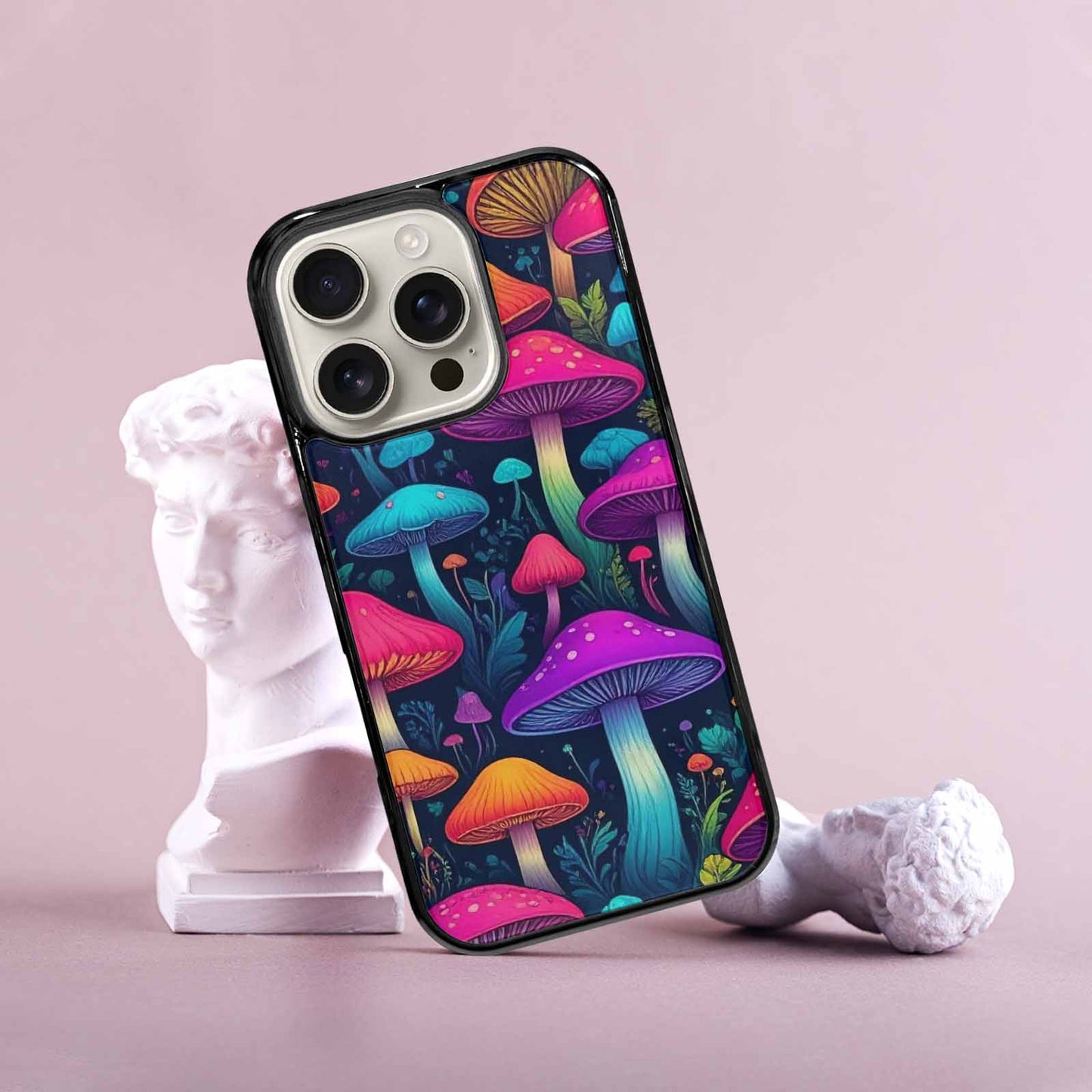 iPhone 16 Pro Case — Mushroom Psychedelic Art Seamless Pattern Vibrant, Custom Print Case Cover
