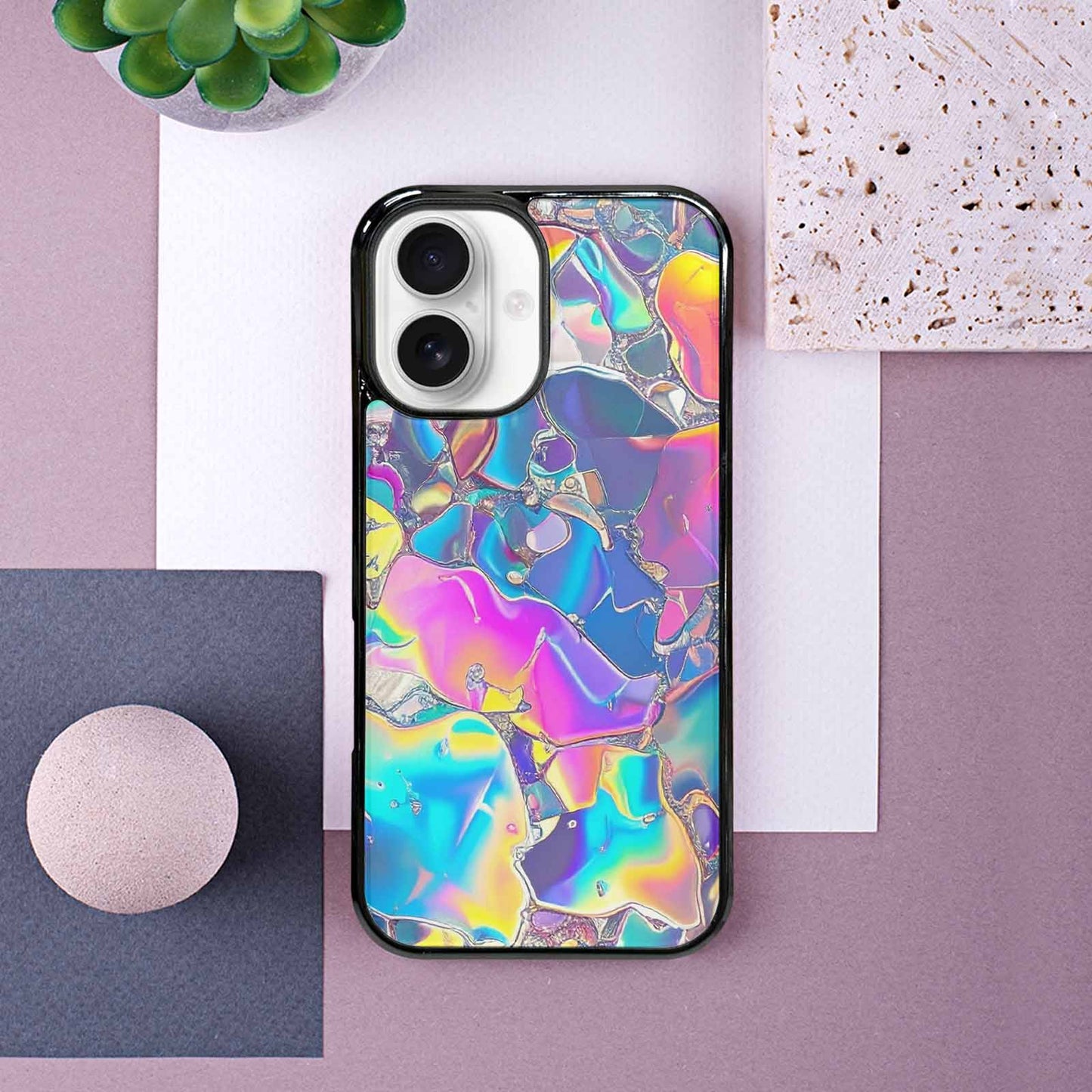 iPhone 16 Case — Holographic Iridescent Shimmer Pattern Hundreds Of, Unique Phone Case Design