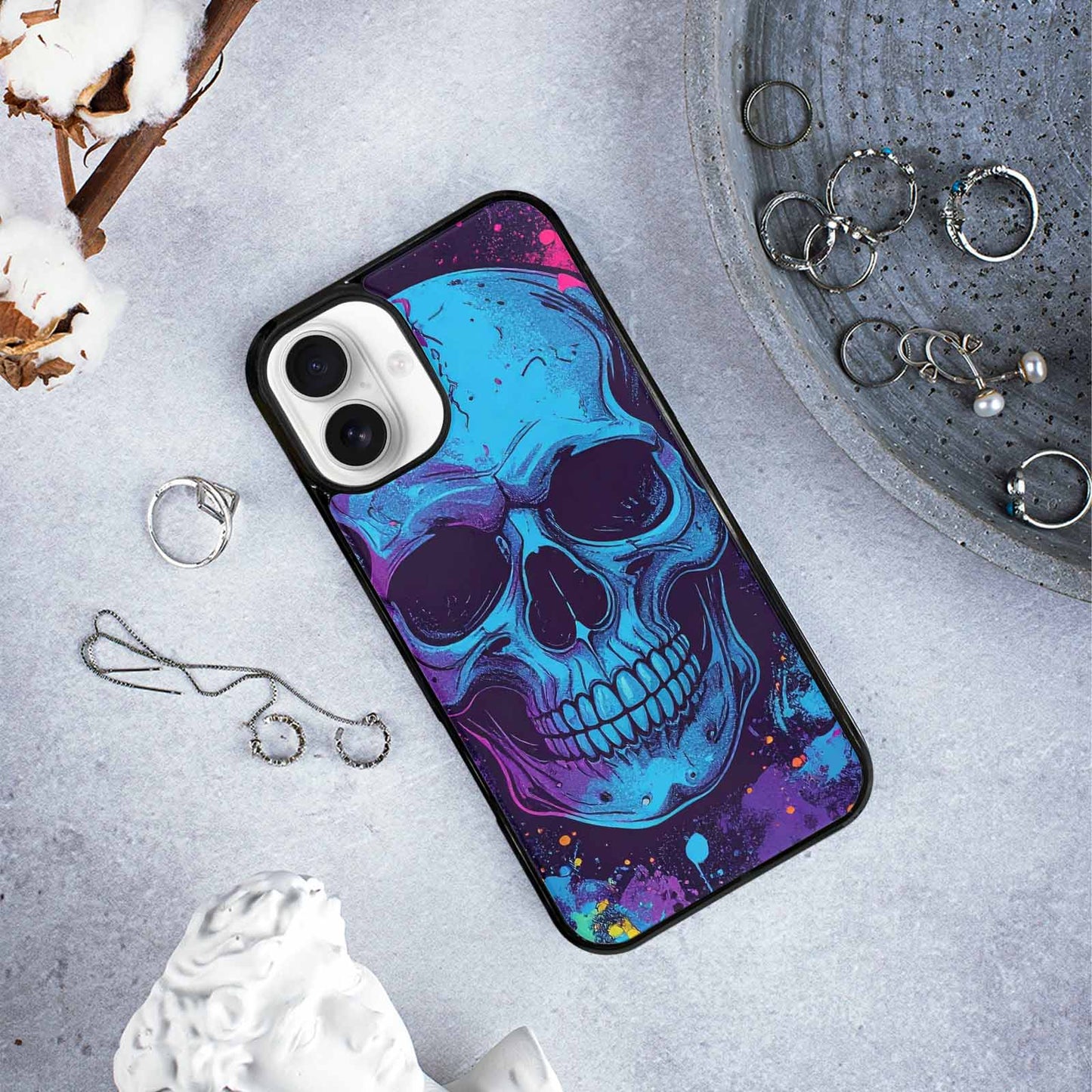 iPhone 16 Plus Case — Skulls Splatter Comic Custom, Customized Protective Case