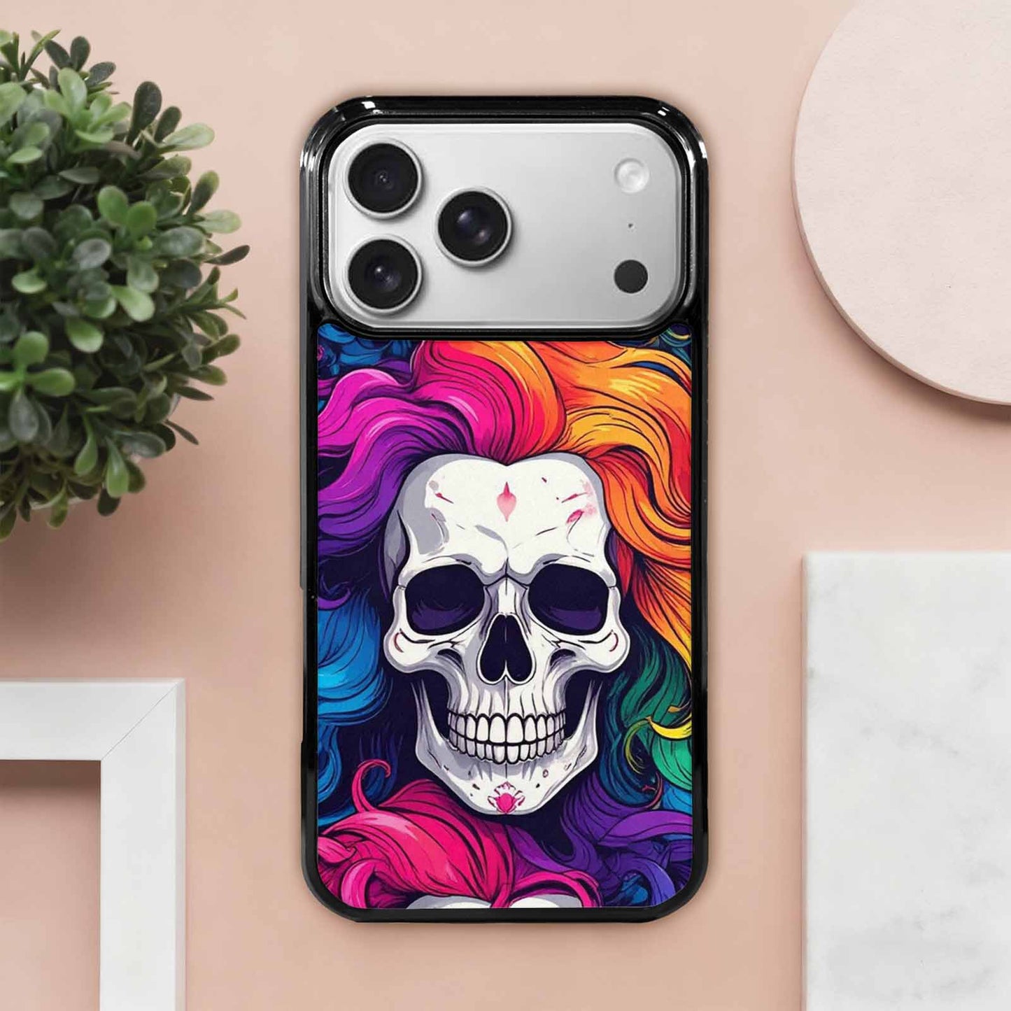 iPhone 17 Pro Max Case — Pride Flag Skulls Seamless Gothic Skulls, Custom Phone Case