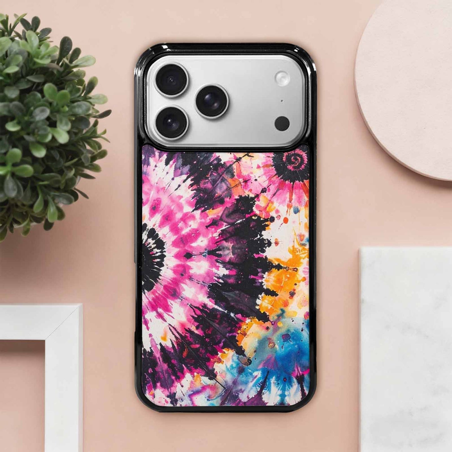 iPhone 17 Pro Max Case — Tie Dye Swirls Black Tie Dye, Custom Printed Phone Case