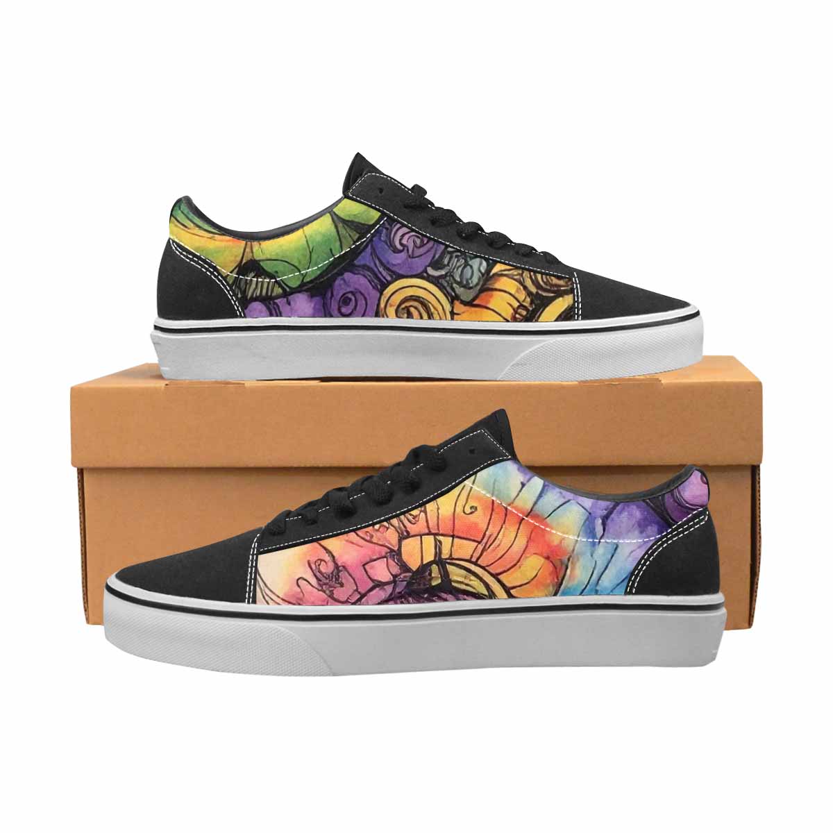 WOMEN'S Tie Lace-Up Canvas Melting Art Custom Sneakers