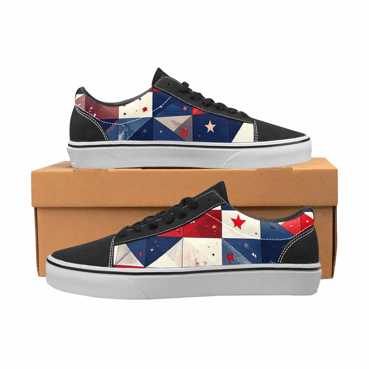 MEN'S American Flag Stars Canvas Lace-Up Aesthetic Custom Sneakers