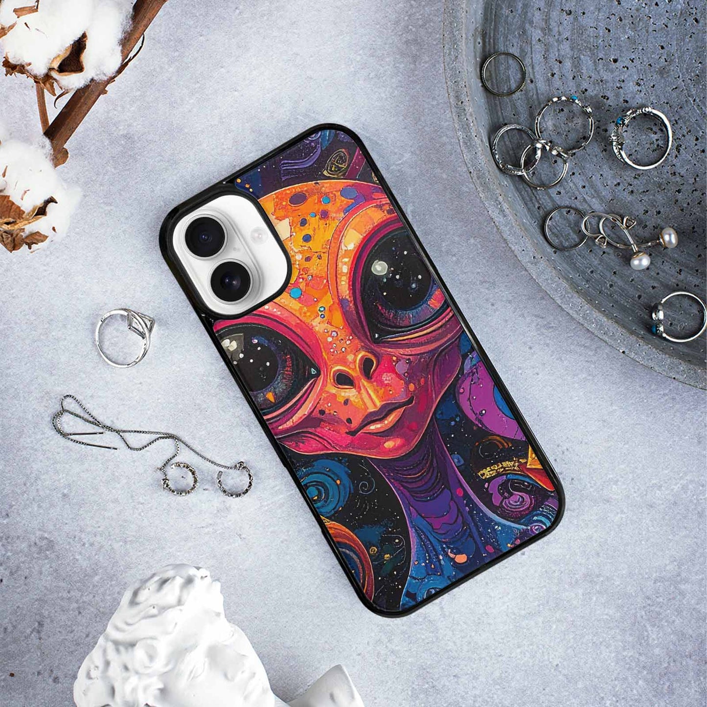 iPhone 16 Plus Case — Cartoon Alien Characters, Custom Made Phone Cover