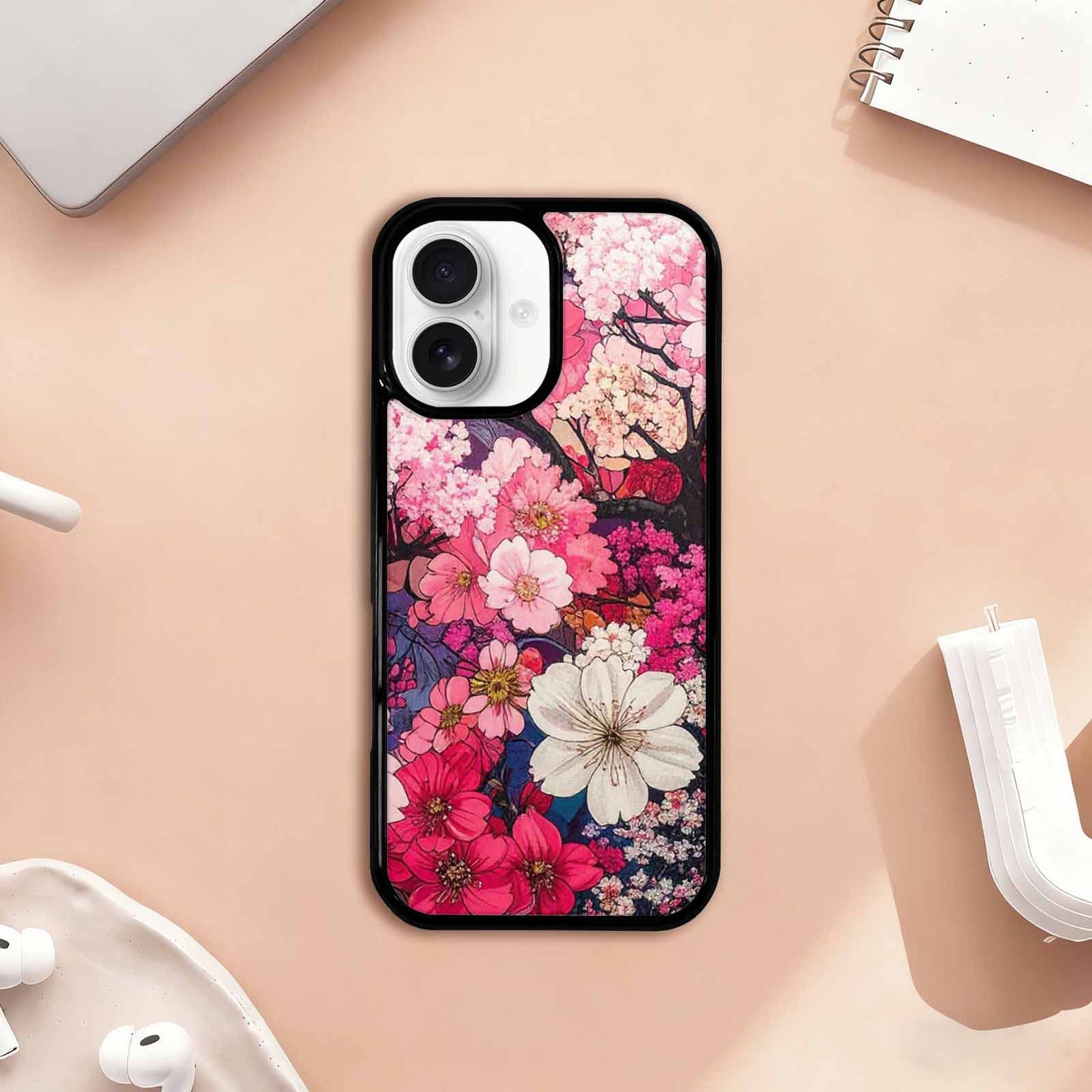 iPhone 17 Case — Cherry Blossom Branch Pattern Original Art, Customized Protective Case
