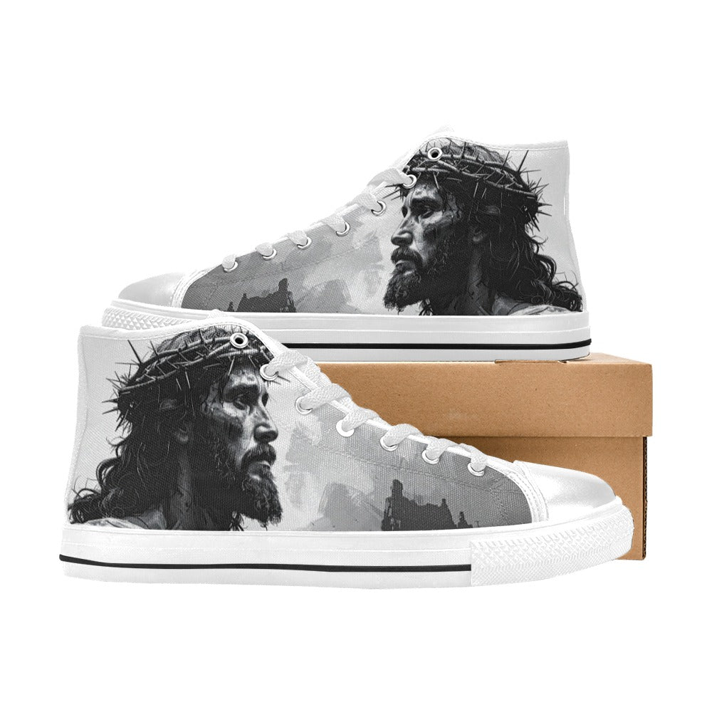 WOMEN'S Jesus_Ht_06 High Top Canvas Vibrant Chaos Sneakers