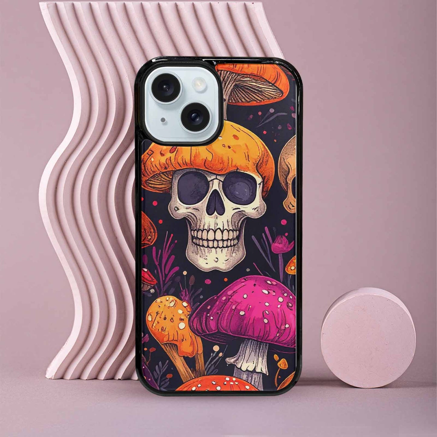 iPhone 15 Case — Mushroom Skulls Custom, Custom Art Phone Cover