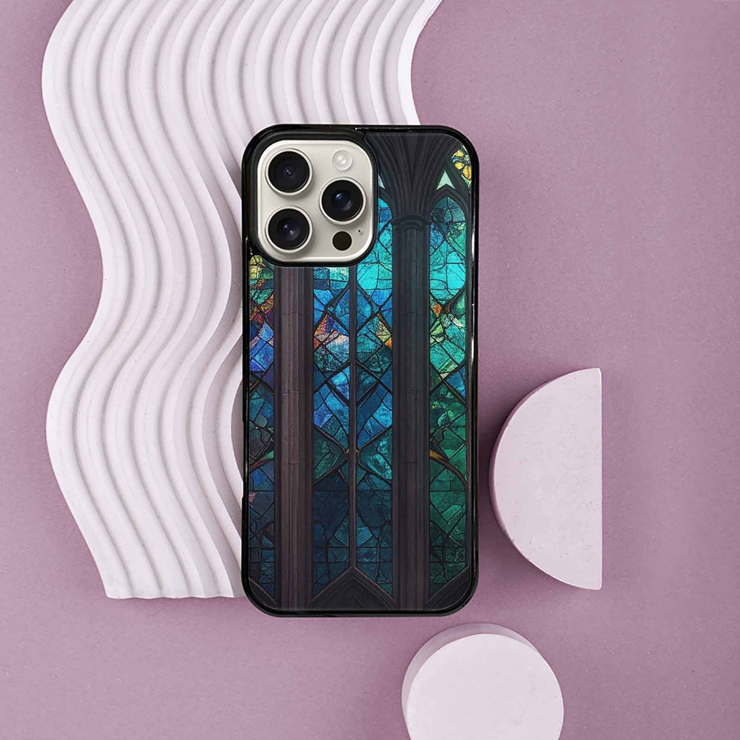 iPhone 16 Pro Max Case — Stained Glass Window Pattern Seamless Repeat, Custom Phone Case