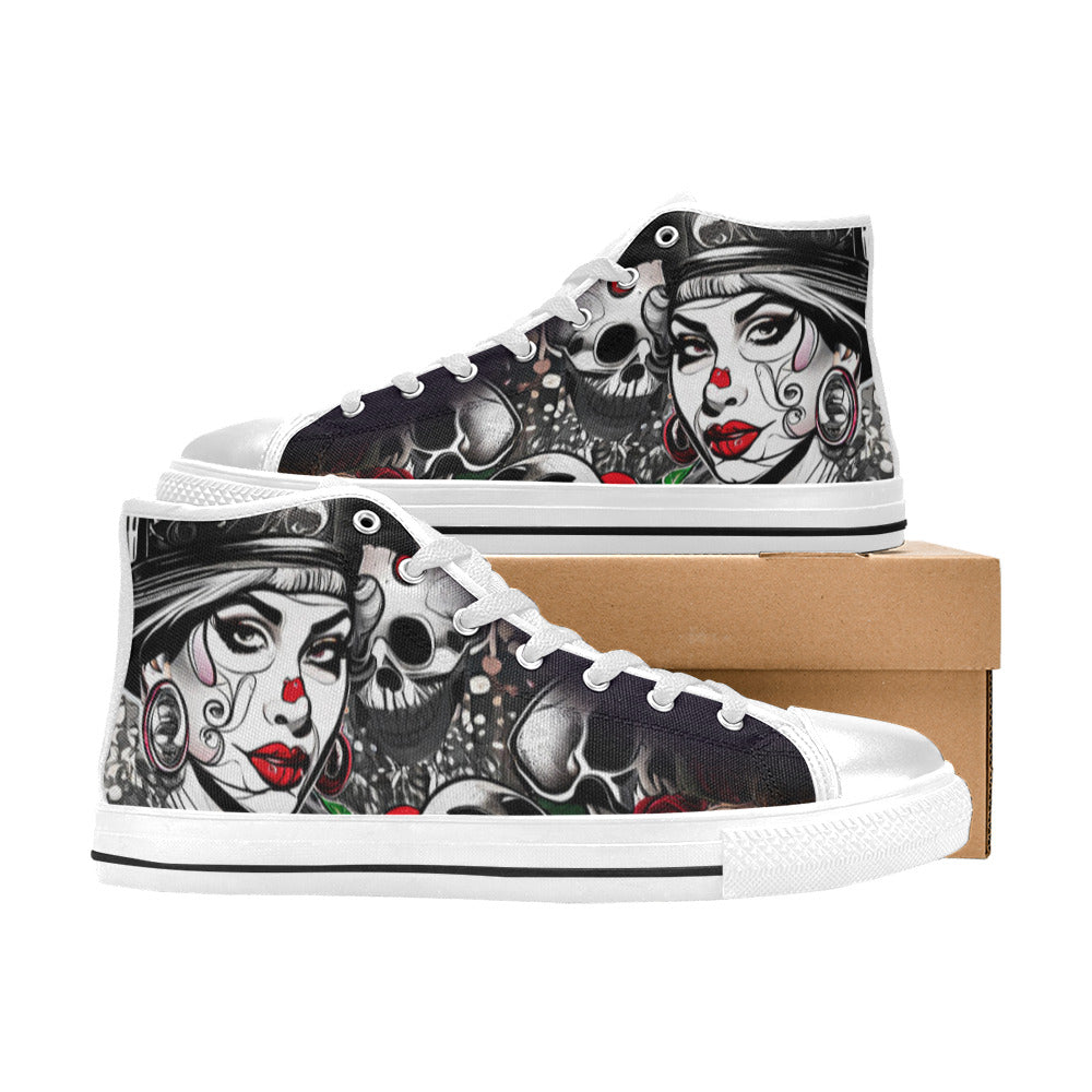 WOMEN'S Clown Woman High Top Canvas Surreal Sneakers