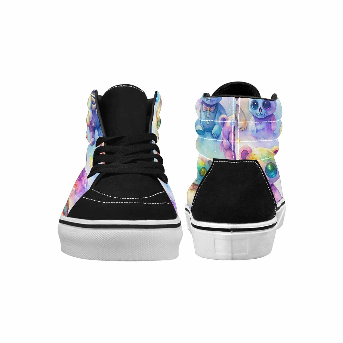 MEN'S Rainbow Teddy Skeletons Eye High Top Canvas Dark Academia Sneakers