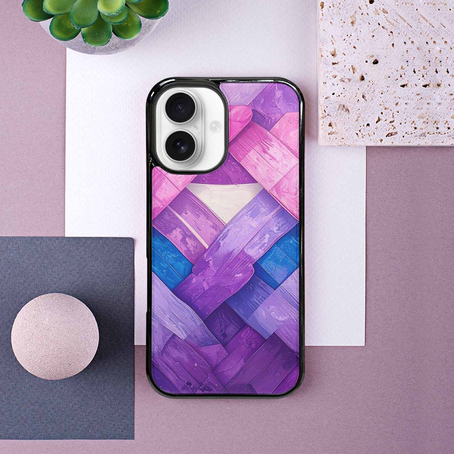 iPhone 16 Case — Bisexual Flag Color Theme Small Rainbow, Custom Designed Case Cover