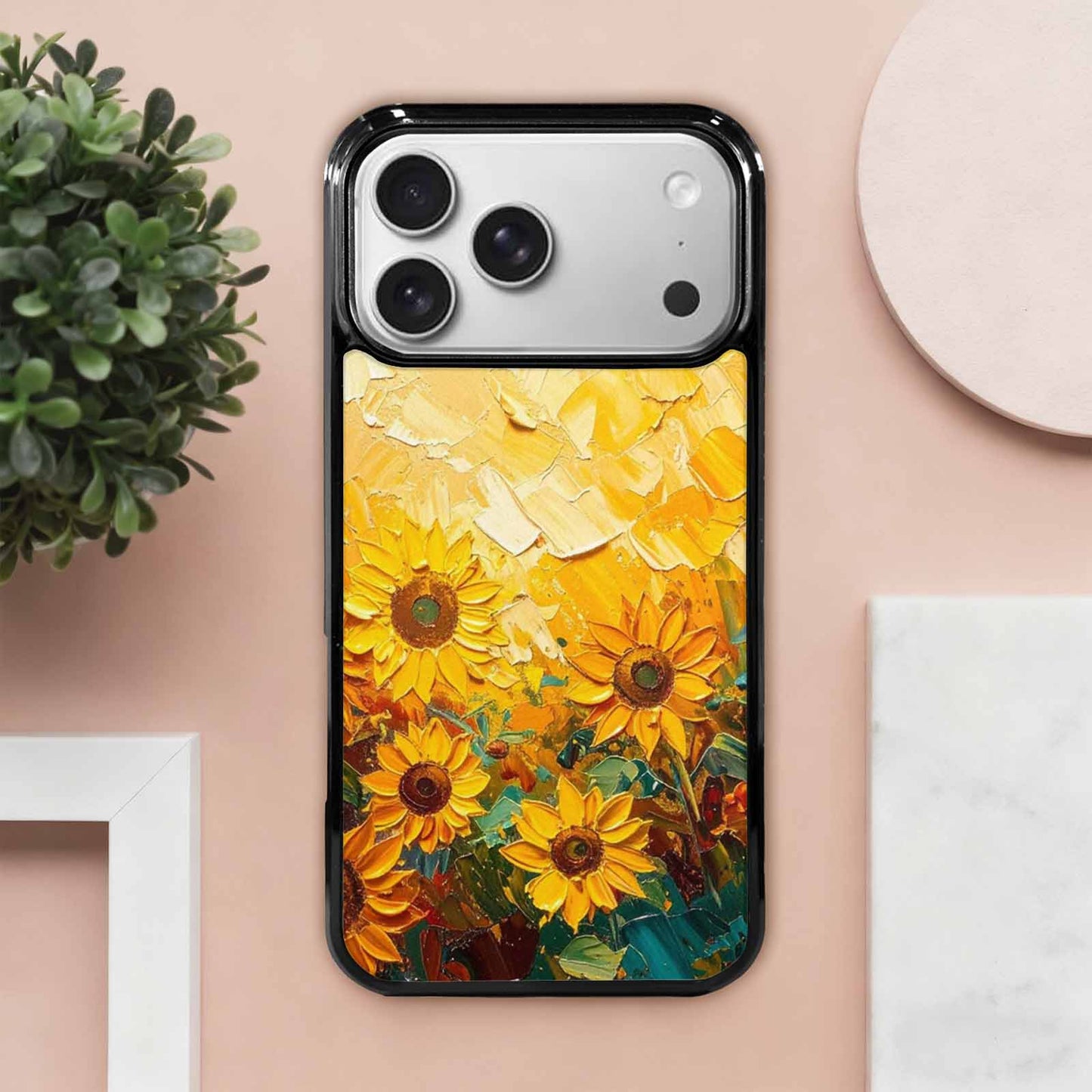 iPhone 17 Pro Max Case — Impressionist Sunflower Brushstroke Pattern Floral, Original Design Phone Case