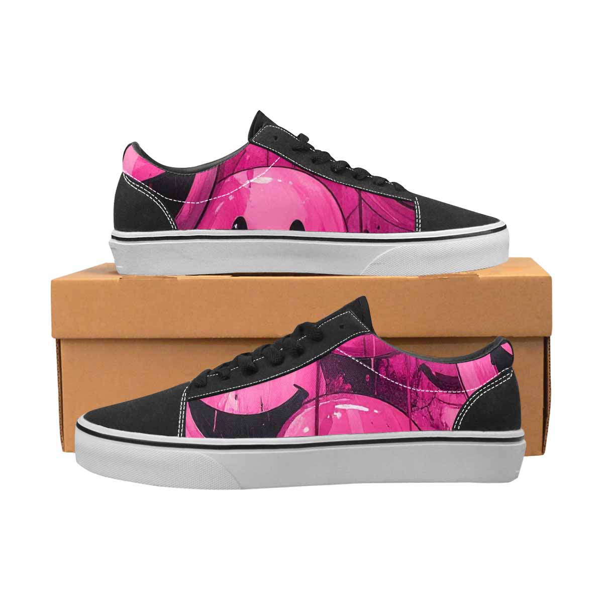 WOMEN'S Melting Moon Smiley Lace-Up Canvas Dreamlike Shoes