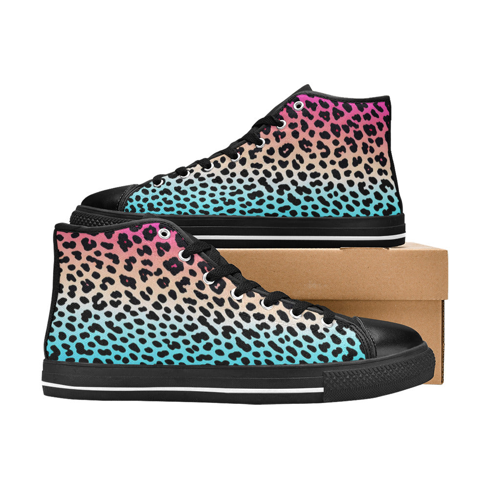 MEN'S Gradient Leopard Print Men’S High Top Canvas Surreal Sneakers