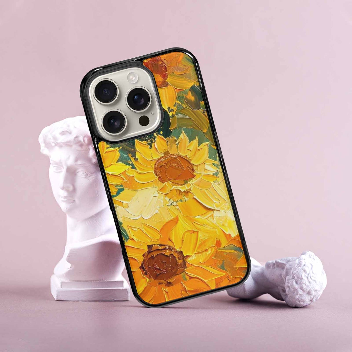 iPhone 16 Pro Case — Impressionist Sunflower Brushstroke Pattern Hundreds Of, Custom Made Phone Cover