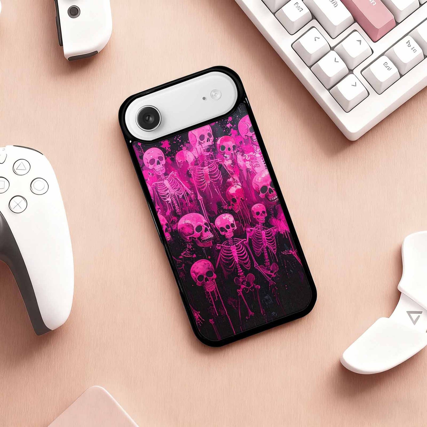 iPhone 17 Air Case — Skeletons Neon Pink Glowskelet Original Art, Custom Made Phone Cover