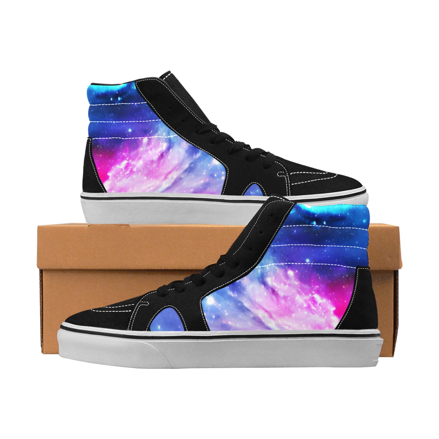 WOMEN'S Galaxy Art Out Space High Top Skateboarding Vibrant Chaos Custom Sneakers