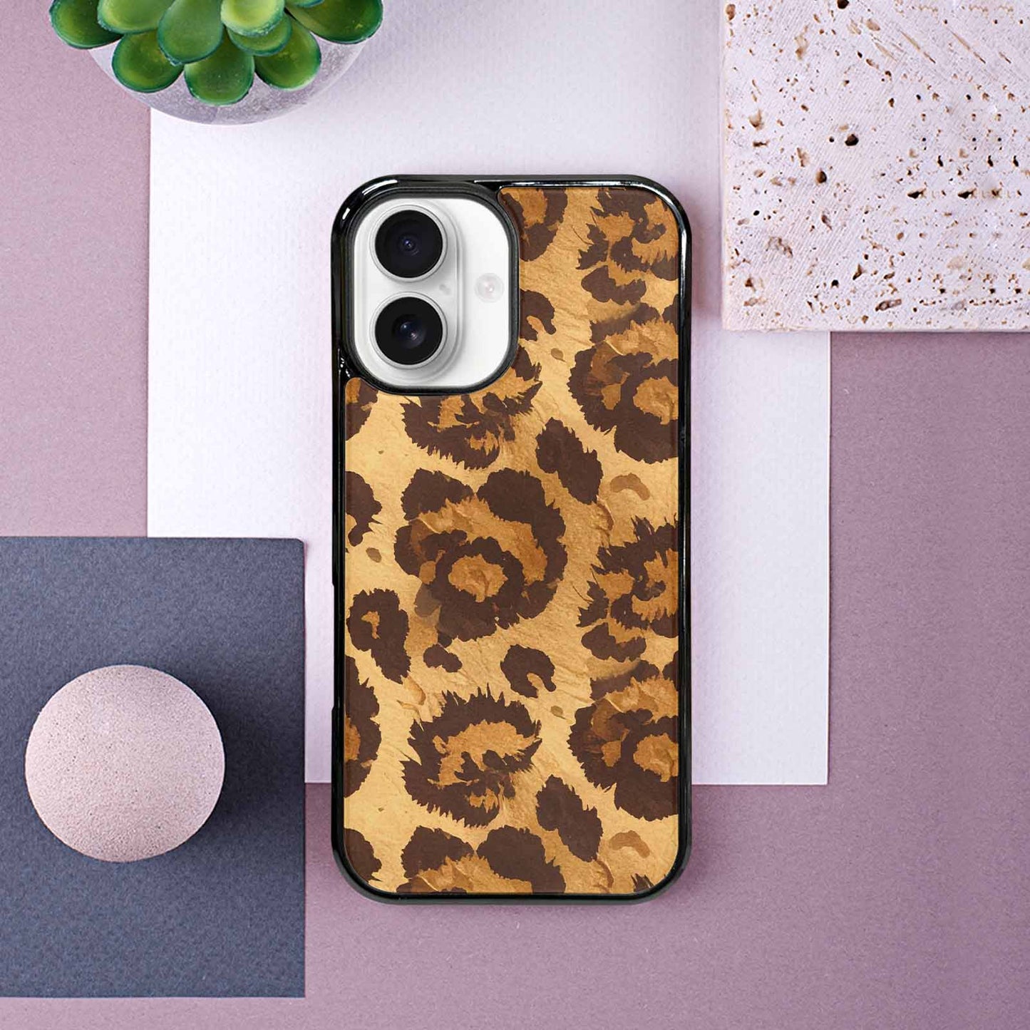 iPhone 16 Case — Classic Leopard Print Warm Golden Tan, Custom Print Case Cover