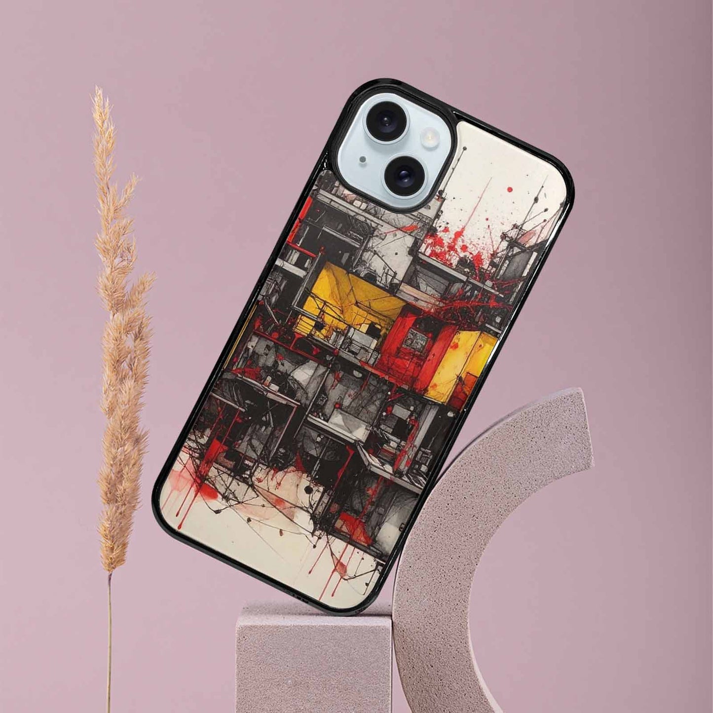 iPhone 15 Plus Case — Liminal Space Fragment Black Red Ink, Custom Phone Case