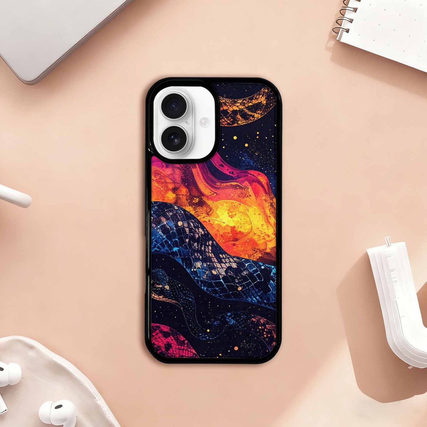 iPhone 17 Case — Galaxy Snake Print Galaxy Space, Custom Printed Phone Case