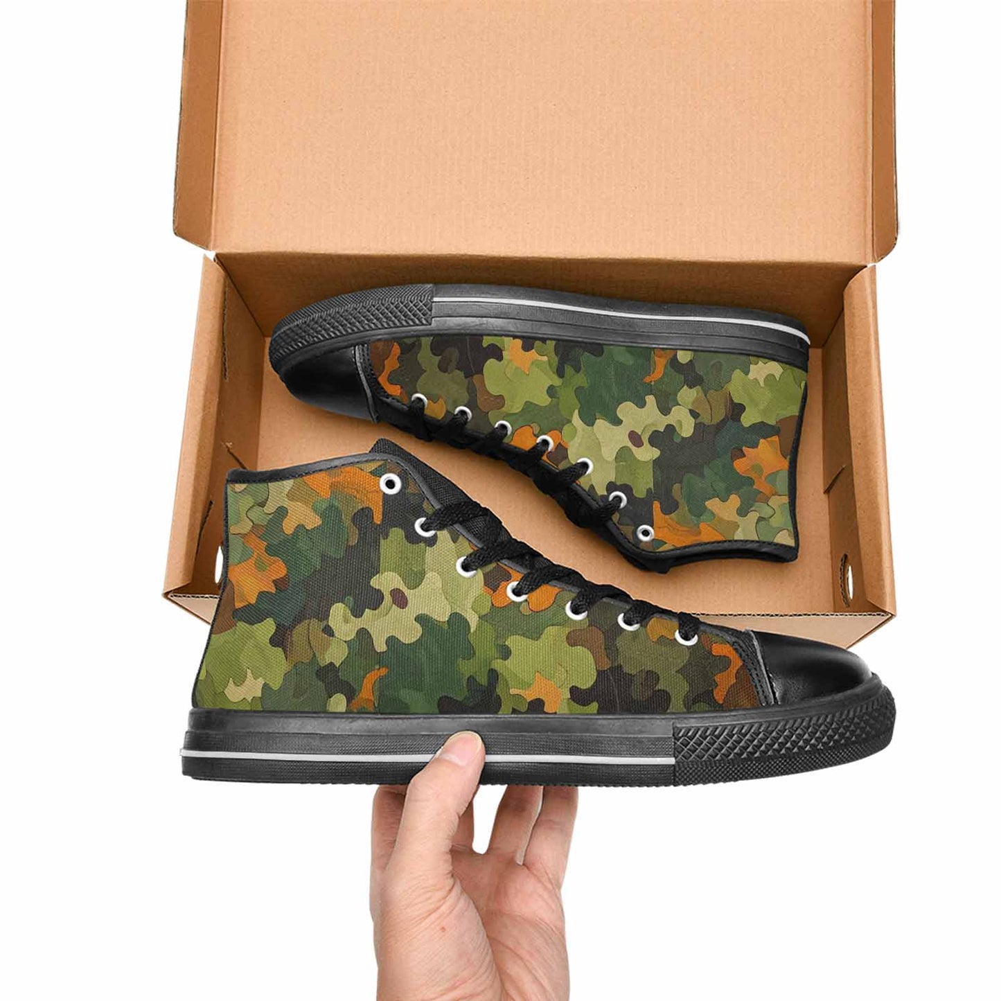 MEN'S Military Camouflage Blotch High Top Canvas Cottagecore Custom Shoes