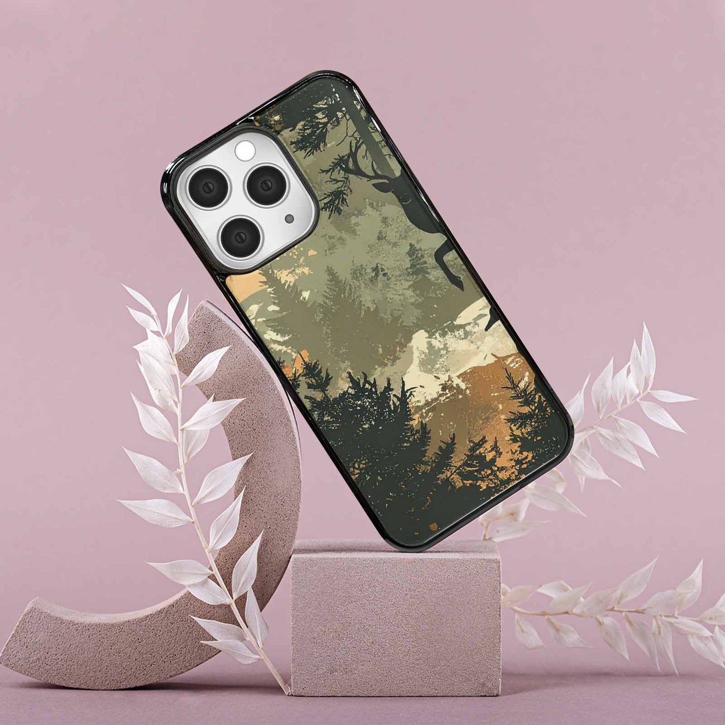 iPhone 15 Pro Max Case — Hunting Camouflage Pattern With Deer And, Original Design Phone Case
