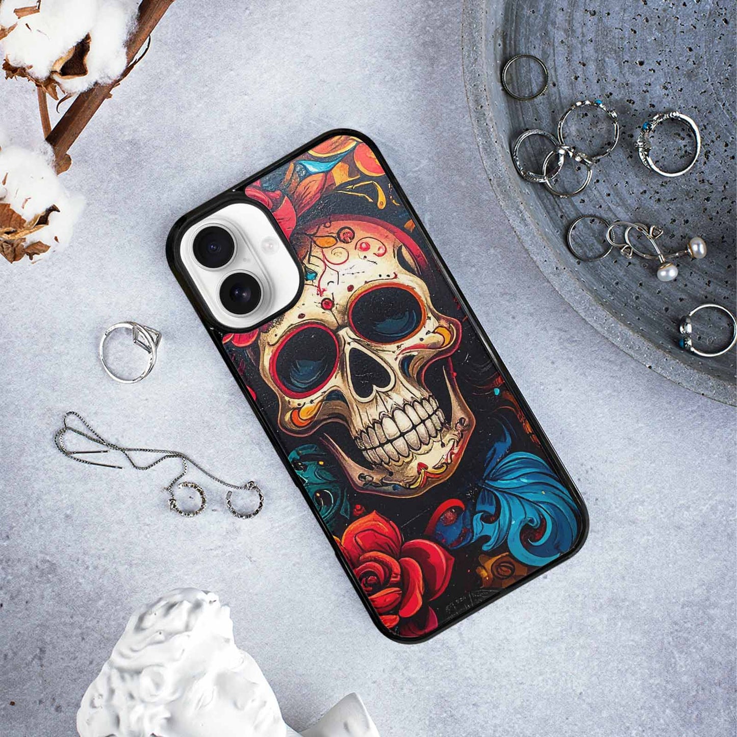 iPhone 16 Plus Case — Graffiti Skull, Original Design Phone Case