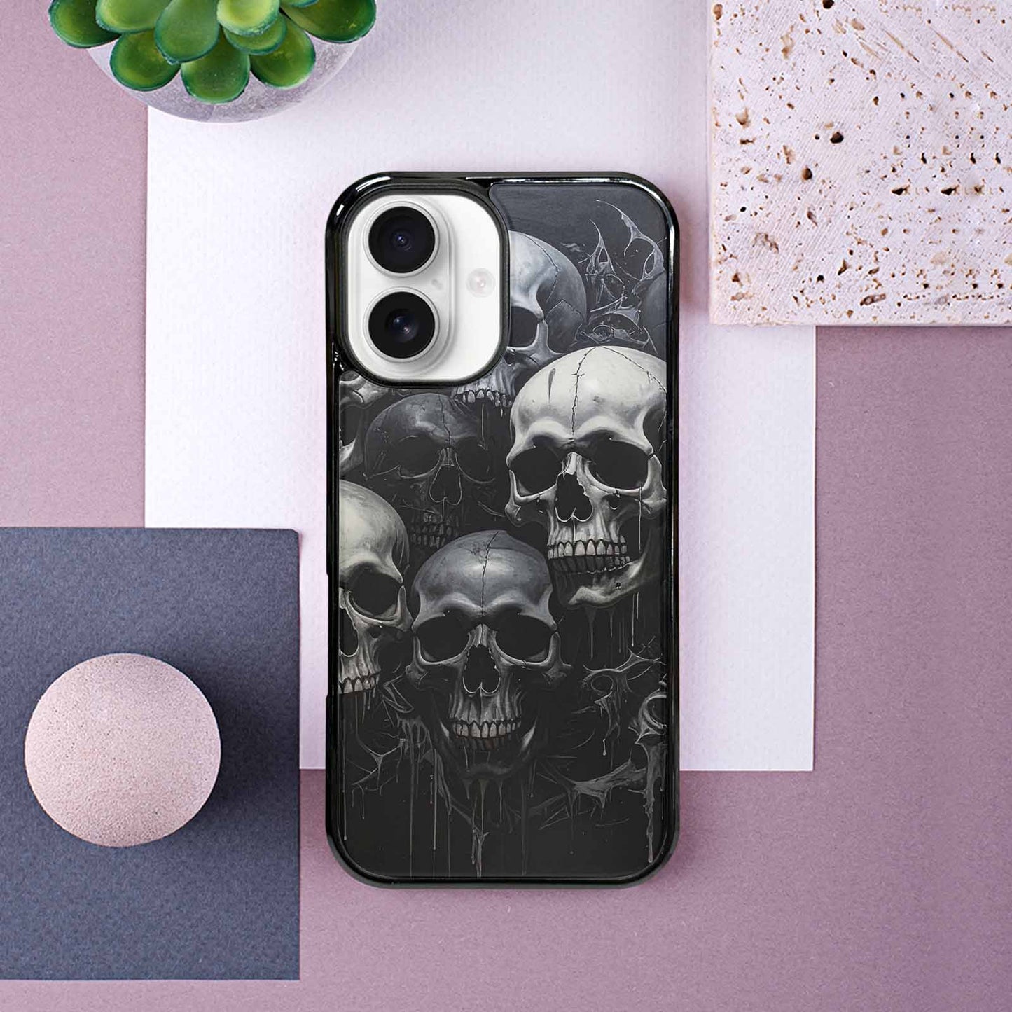 iPhone 16 Case — Grey Dark Black And Grey Tones, Personalized Phone Case