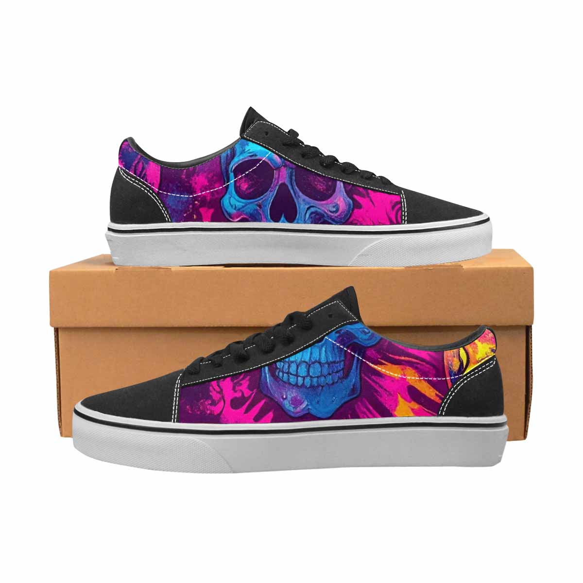 MEN'S Tie Dye Skulls Print Canvas Lace-Up Dreamcore Custom Sneakers