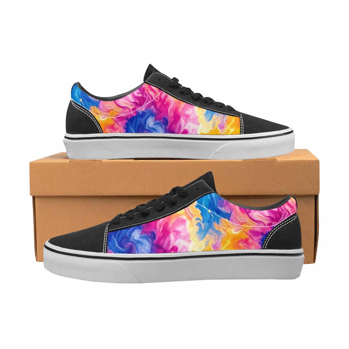 MEN'S Tie Dye Swirl Canvas Lace-Up Vibrant Chaos Custom Sneakers