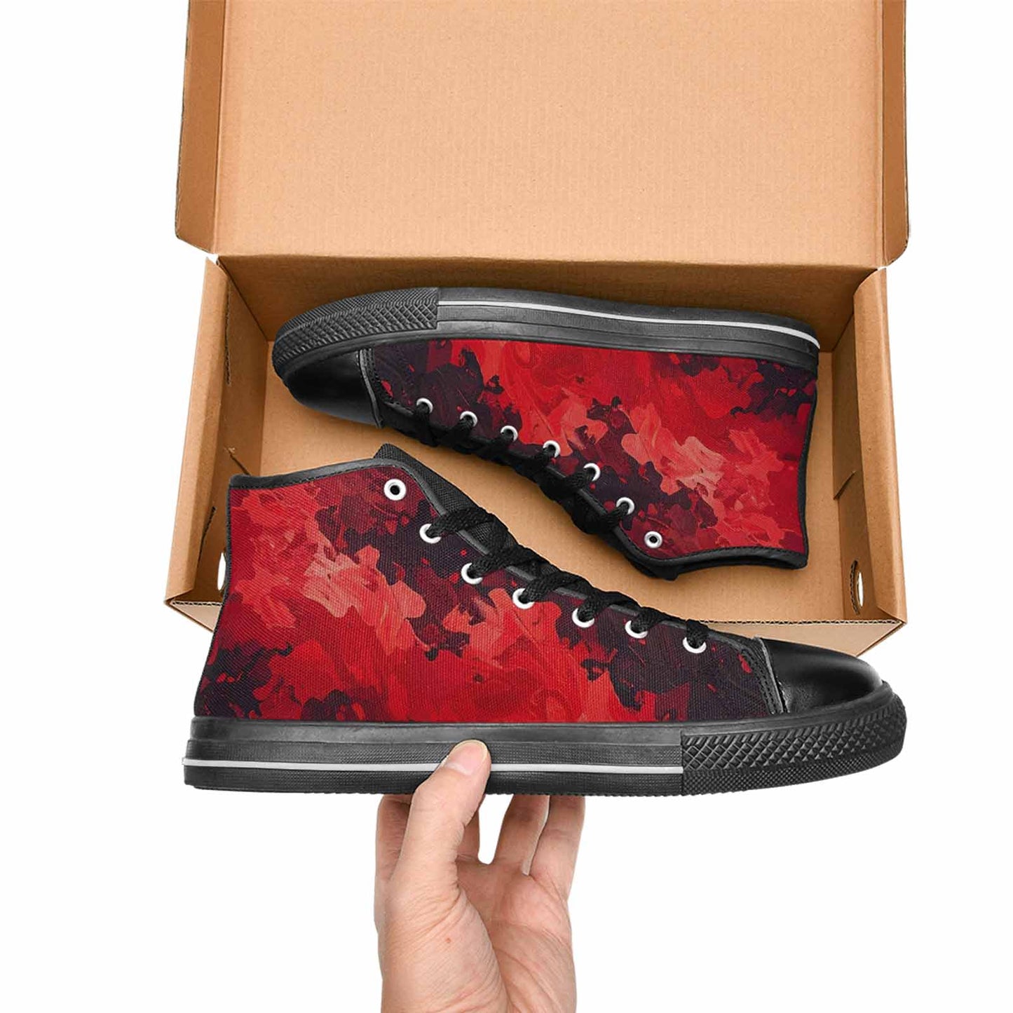 WOMEN'S Military Camouflage Blotch High Top Canvas Vibrant Chaos Custom Shoes