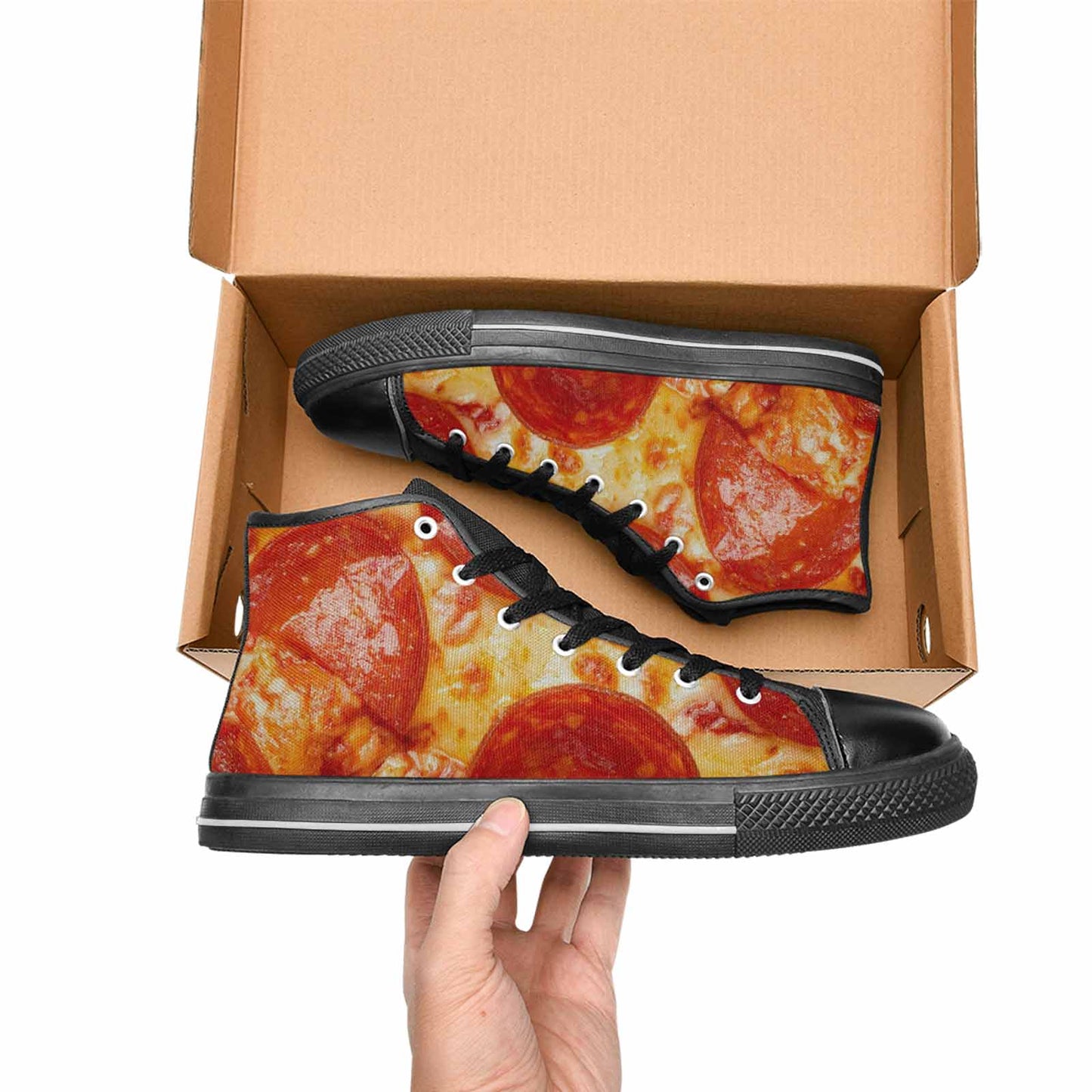 WOMEN'S Pepperoni Pizza Print High Top Canvas Dreamcore Sneakers