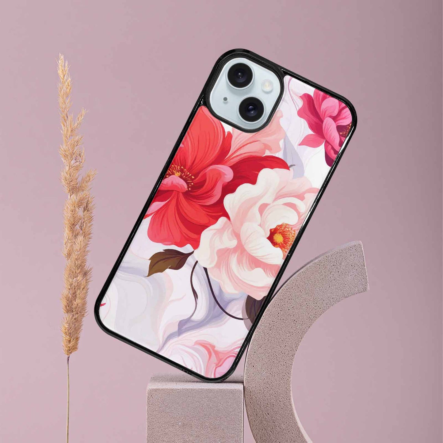 iPhone 15 Plus Case — Marble Floral Custom, Custom Printed Phone Case