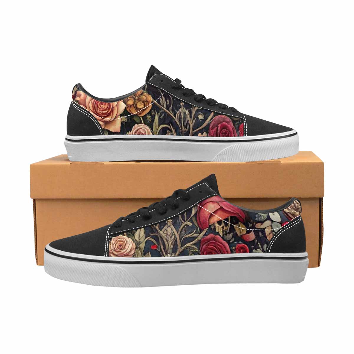 WOMEN'S Skulls - Roses Canvas Lace-Up Neon Fantasy Sneakers