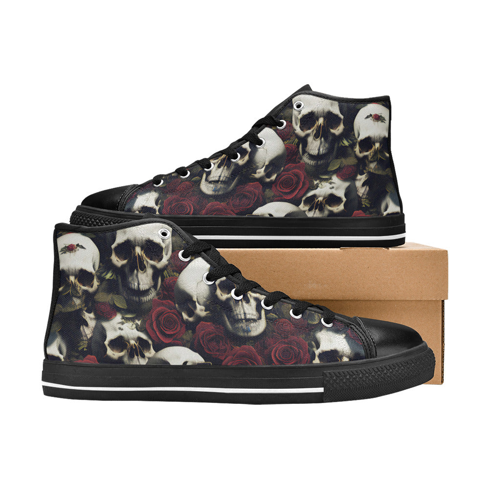 MEN'S Rose Skulls Dark Men’S High Top Canvas Dreamcore Custom Sneakers