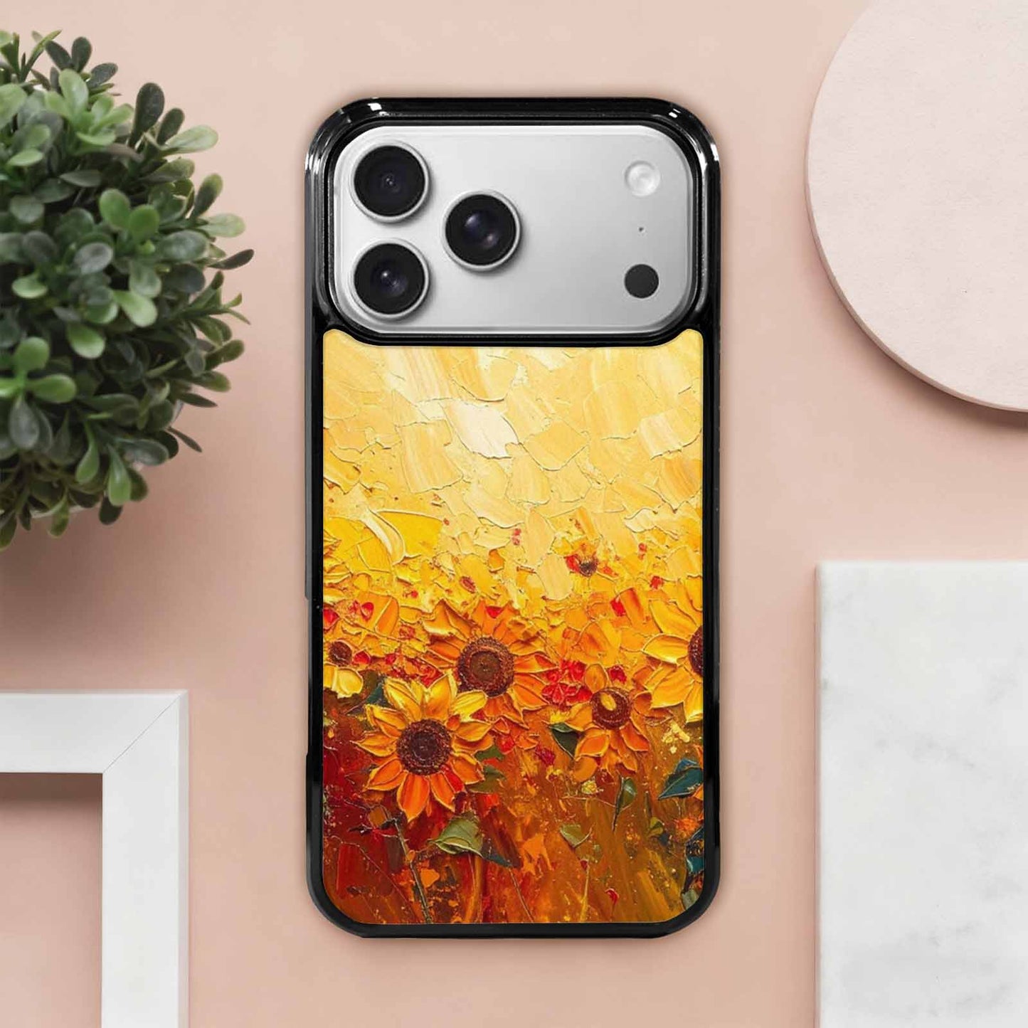 iPhone 17 Pro Max Case — Impressionist Sunflower Brushstroke Pattern Floral, Personalized Phone Case