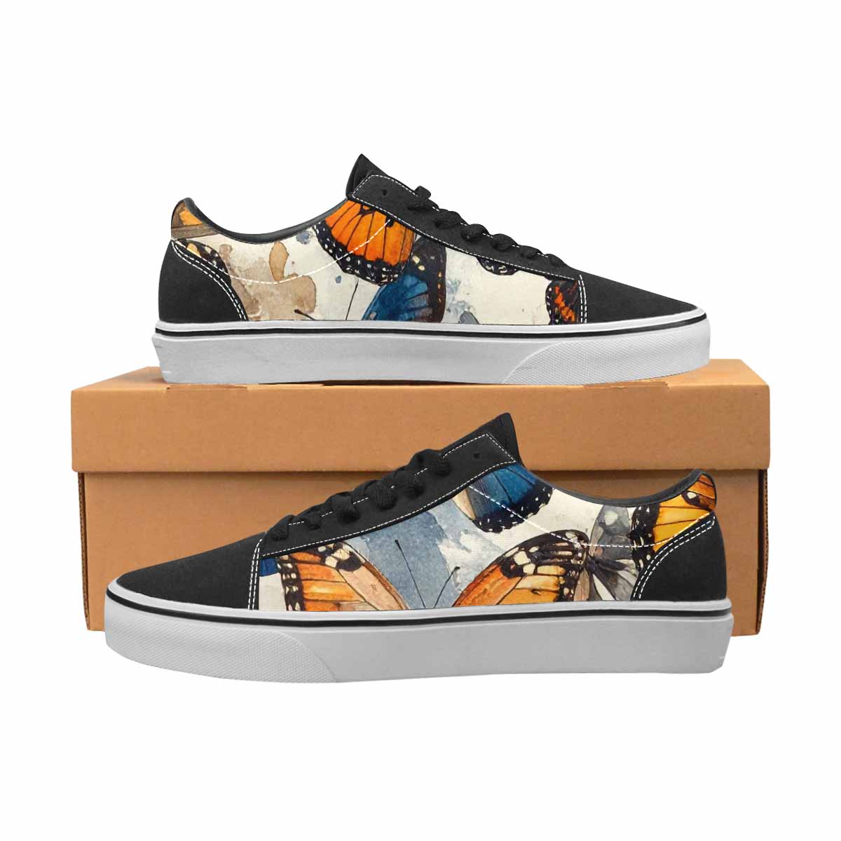 WOMEN'S Butterfly Wing Canvas Lace-Up Neon Fantasy Custom Sneakers