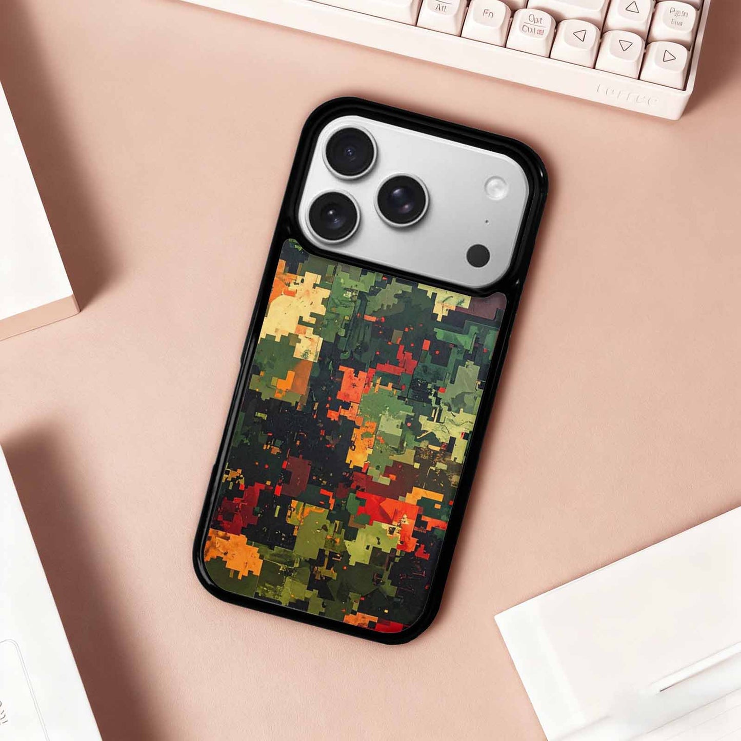 iPhone 17 Pro Case — Small Military Camouflage Blotch Pattern Camo, Unique Phone Case Design