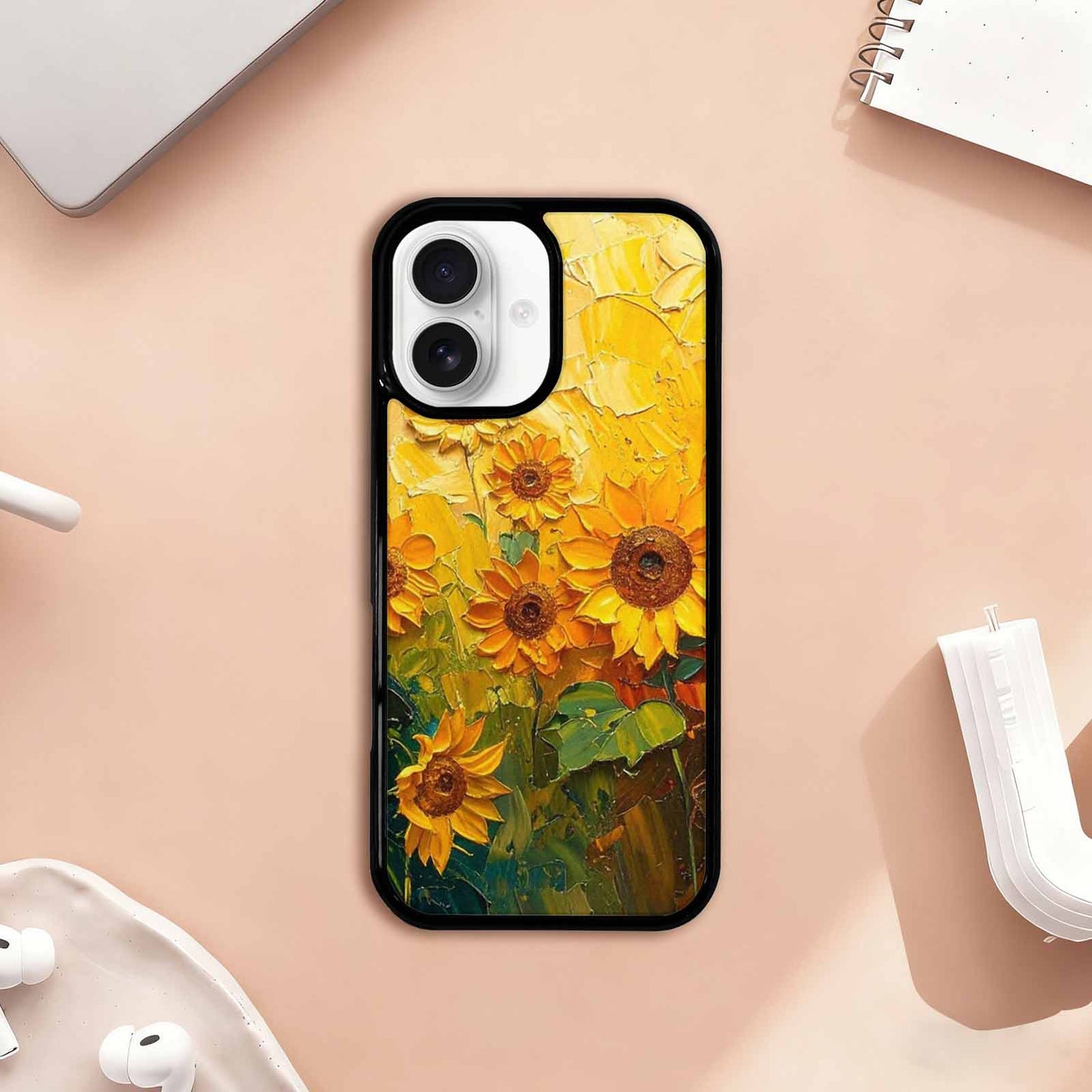 iPhone 17 Case — Impressionist Sunflower Brushstroke Pattern Floral, Personalized Phone Case