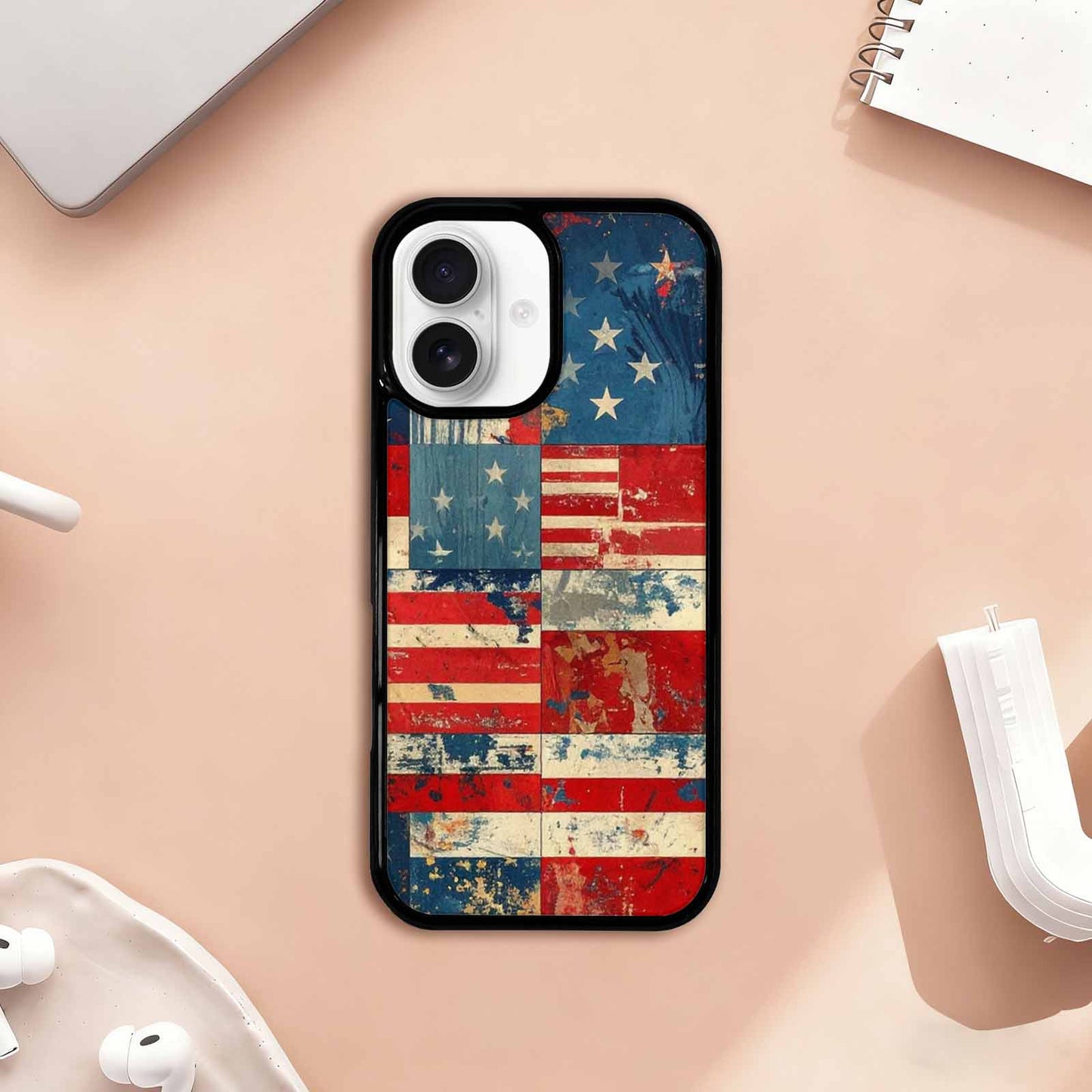 iPhone 17 Case — Small American Flag Stars Galaxy Space, Custom Art Phone Cover
