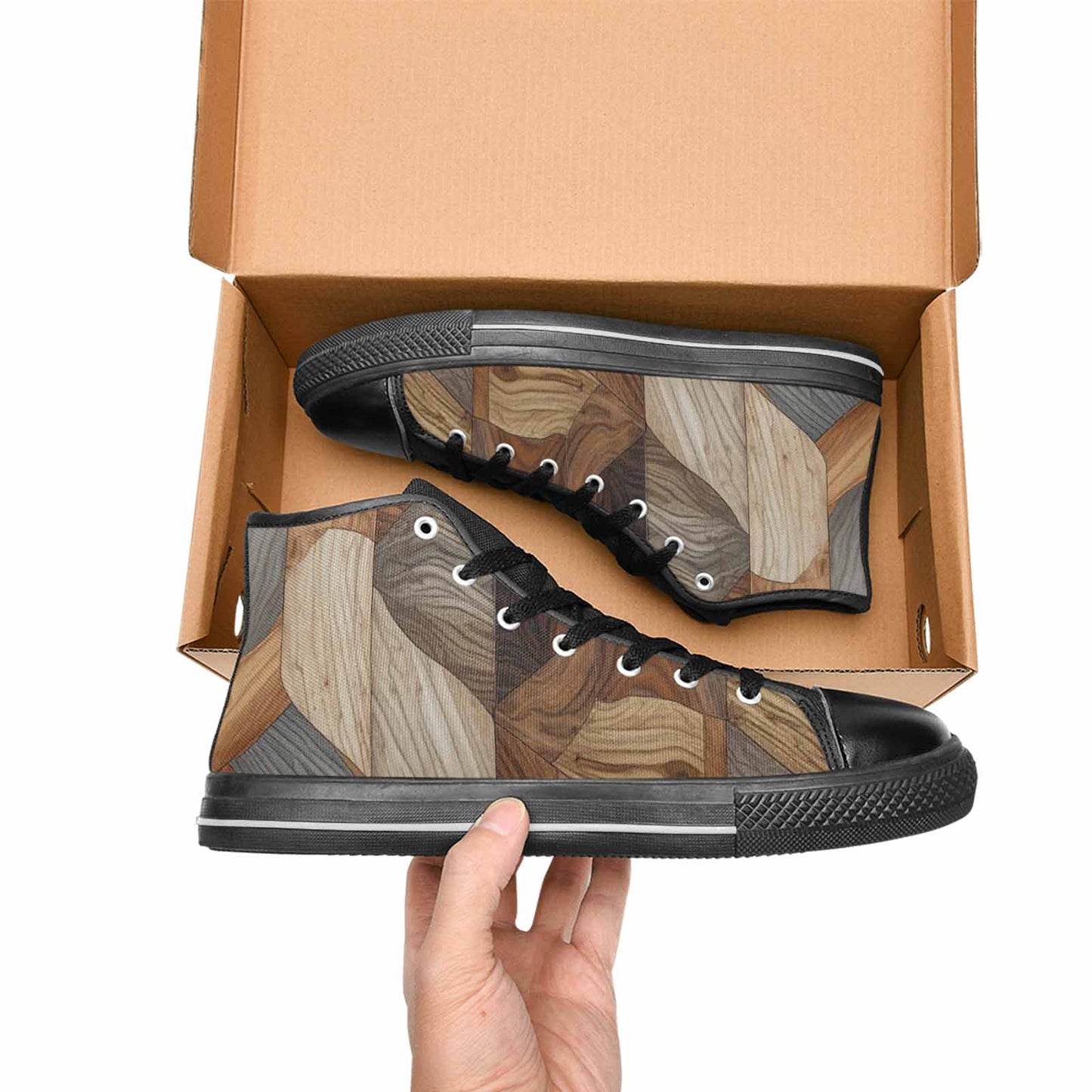 MEN'S Wood Grain Texture High Top Canvas Neon Fantasy Sneakers