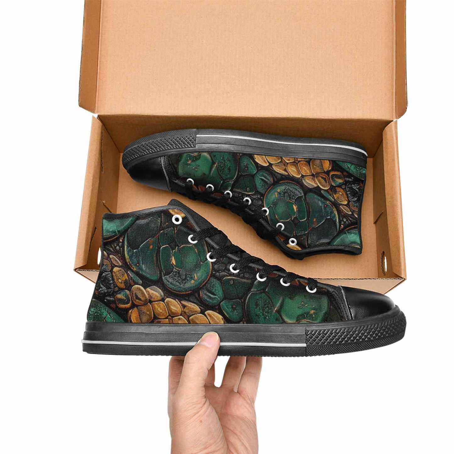 MEN'S Snake Skin Reptile High Top Canvas Cottagecore Shoes