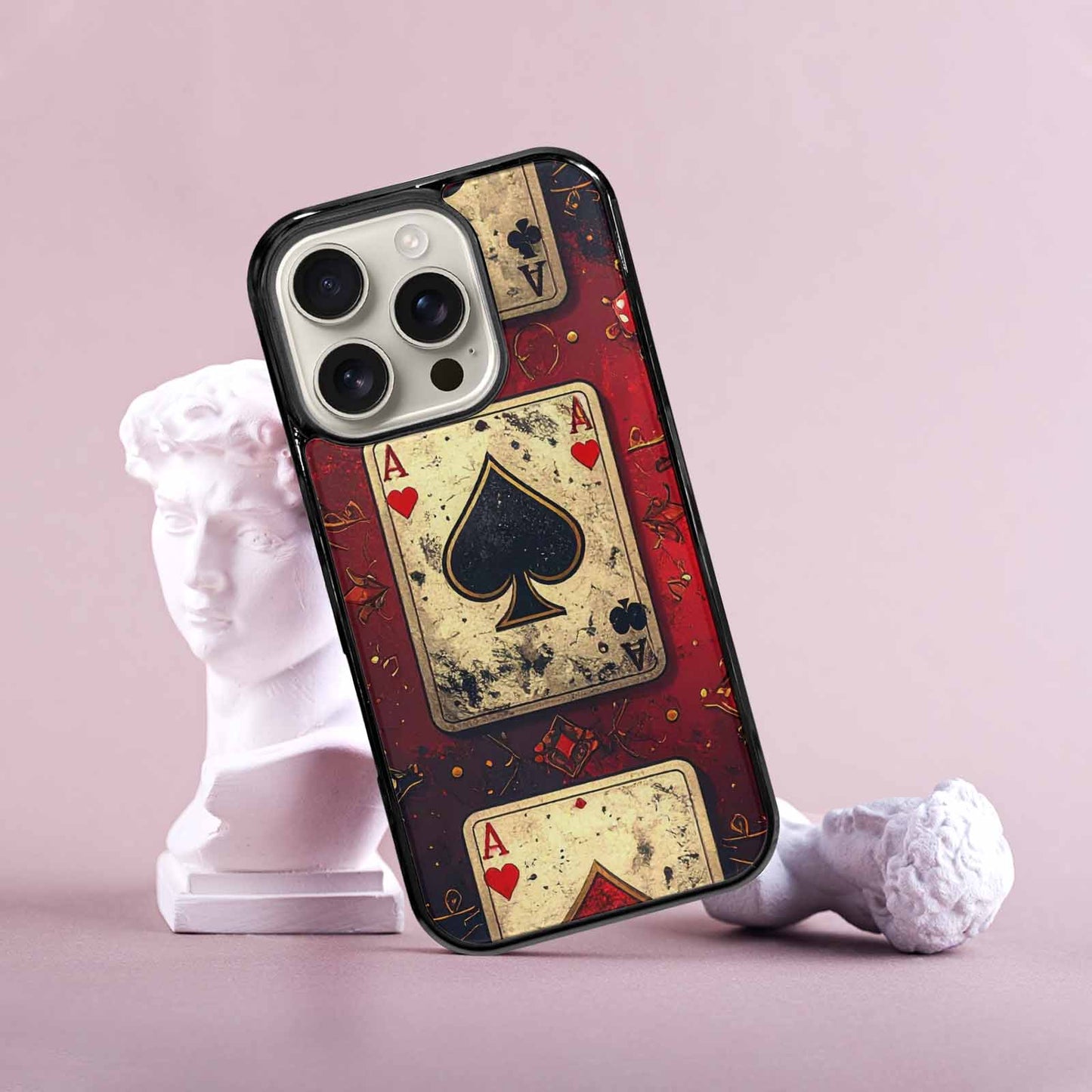 iPhone 16 Pro Case — Playing Card Suits Pattern Poker Chips, Custom Art Phone Cover