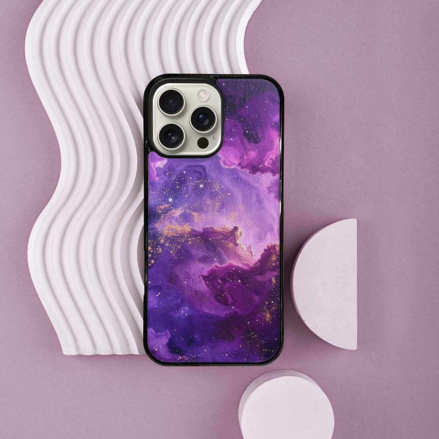 iPhone 16 Pro Max Case — Purple Color Tones Nebula Texture With, Custom Print Case Cover