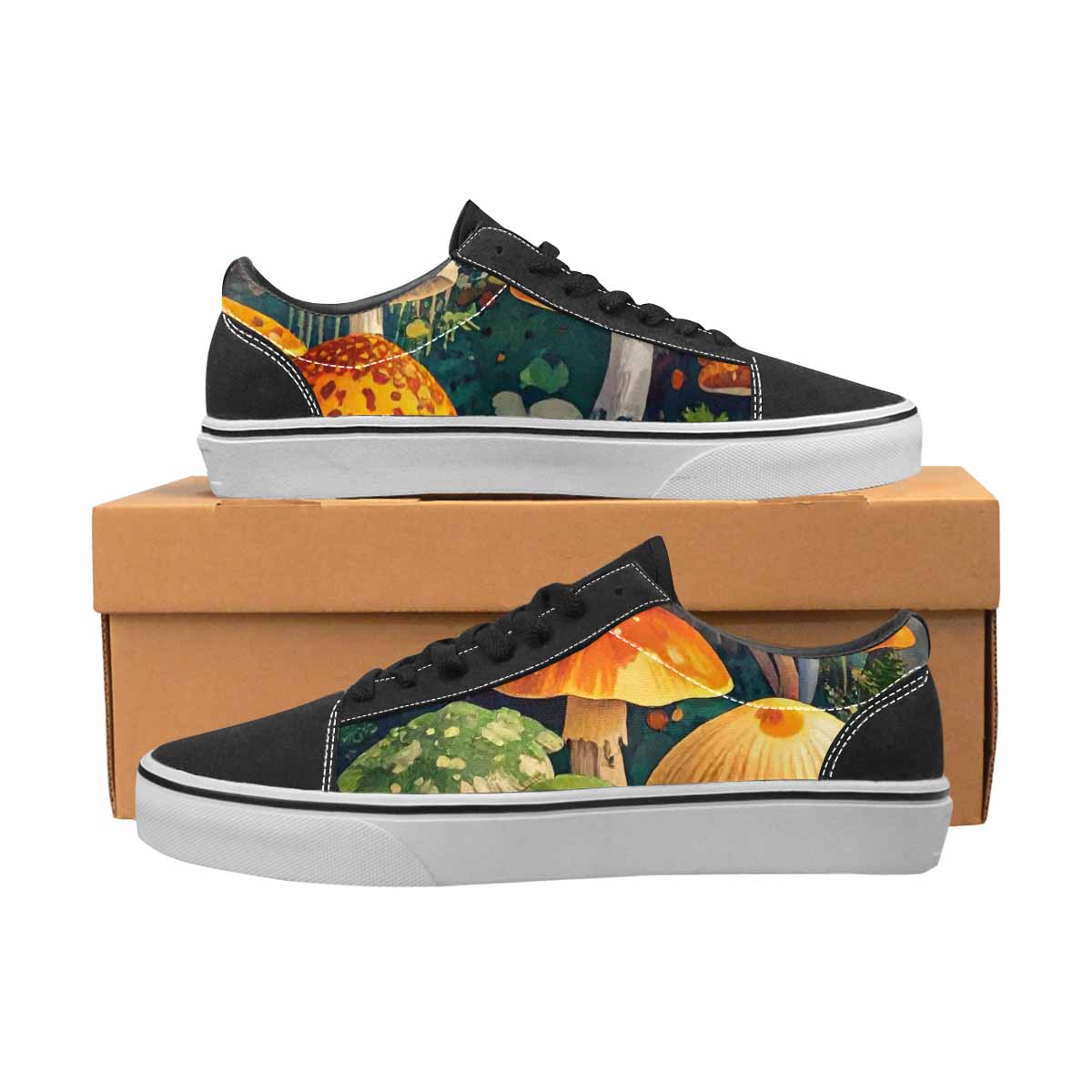 WOMEN'S Mushrooms Camo Mushrooms Lace-Up Canvas Dark Academia Sneakers