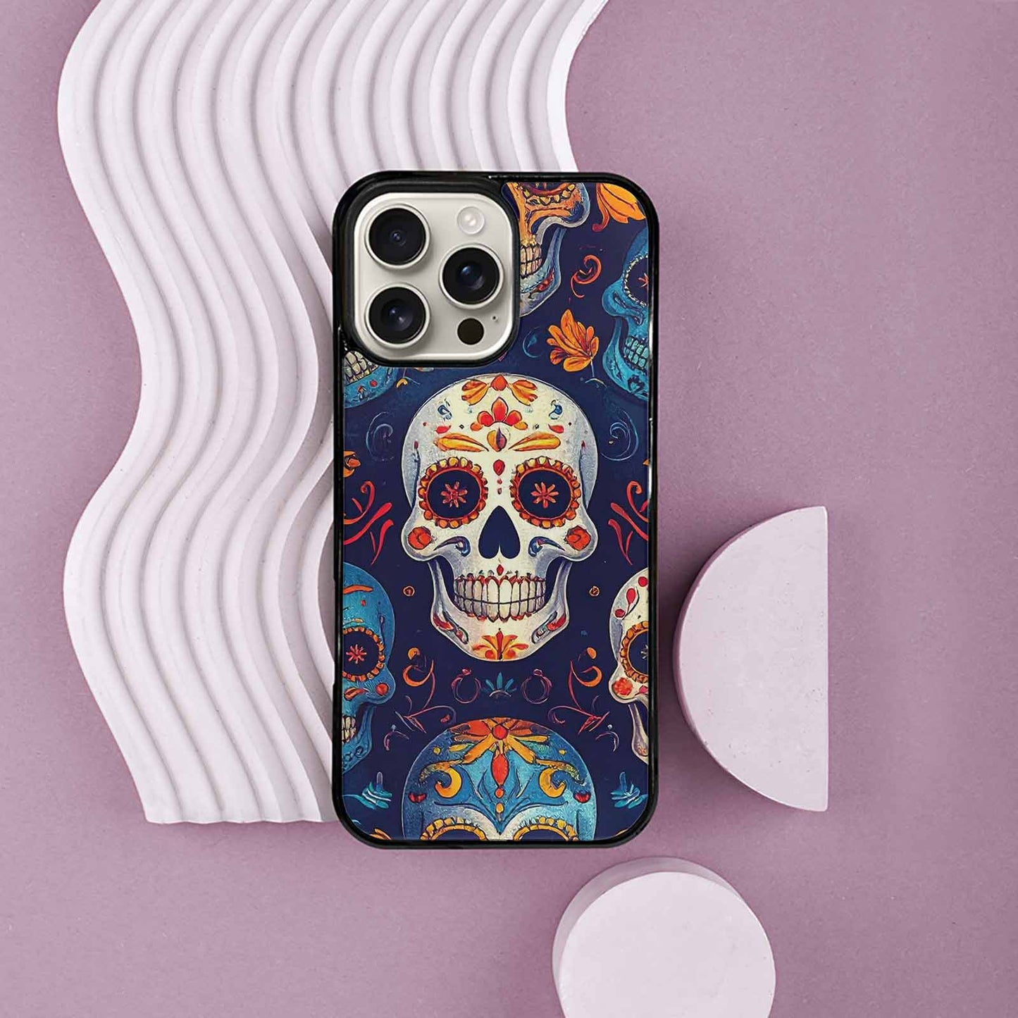 iPhone 16 Pro Max Case — Day Dead Sugar Skull Art 100s, Custom Phone Case