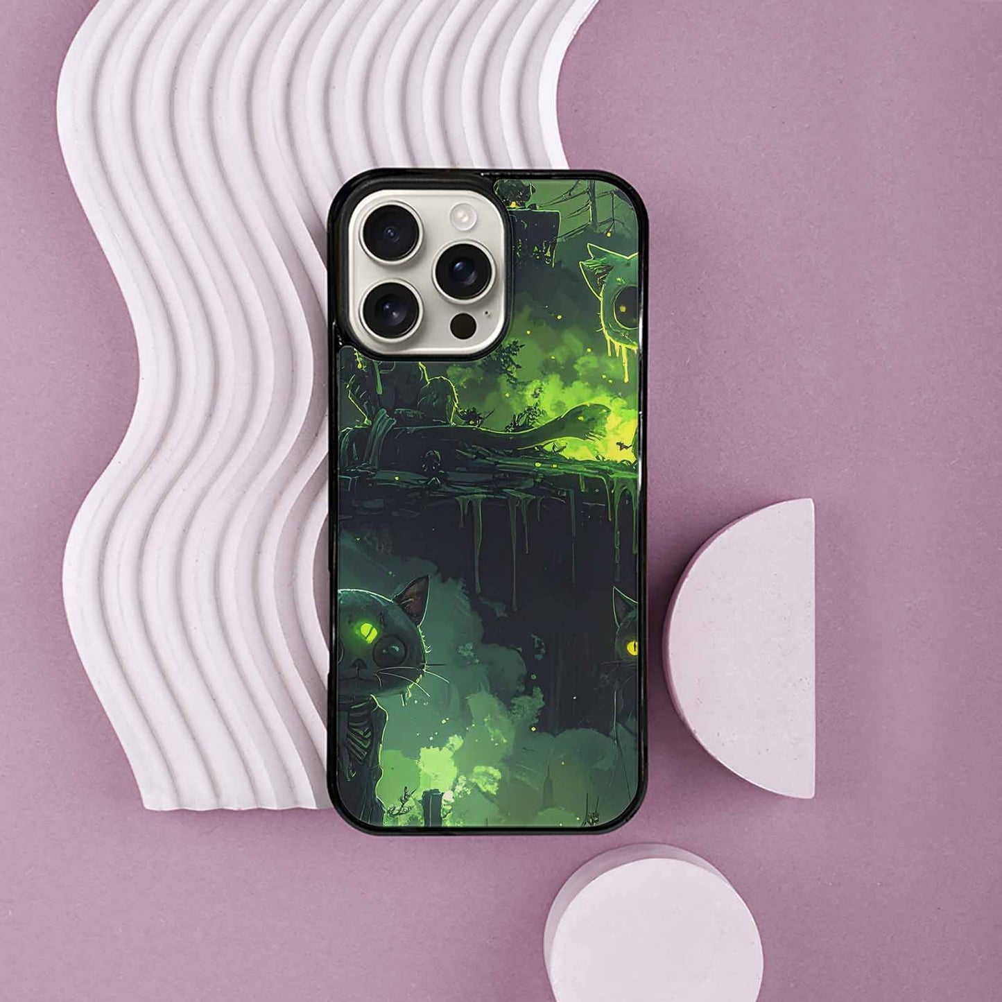 iPhone 16 Pro Max Case — Toxic Melting Skeleton Cats Small Toxic, Custom Designed Case Cover
