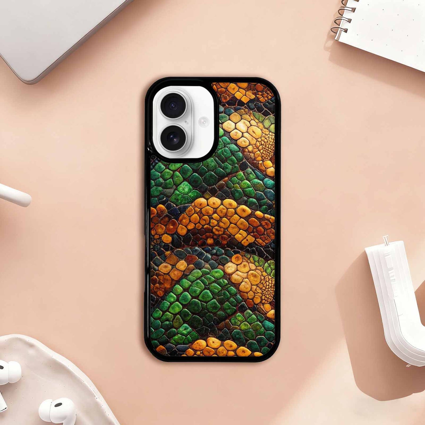 iPhone 17 Case — Small Snake Skin Reptile Original Art, Custom Printed Phone Case