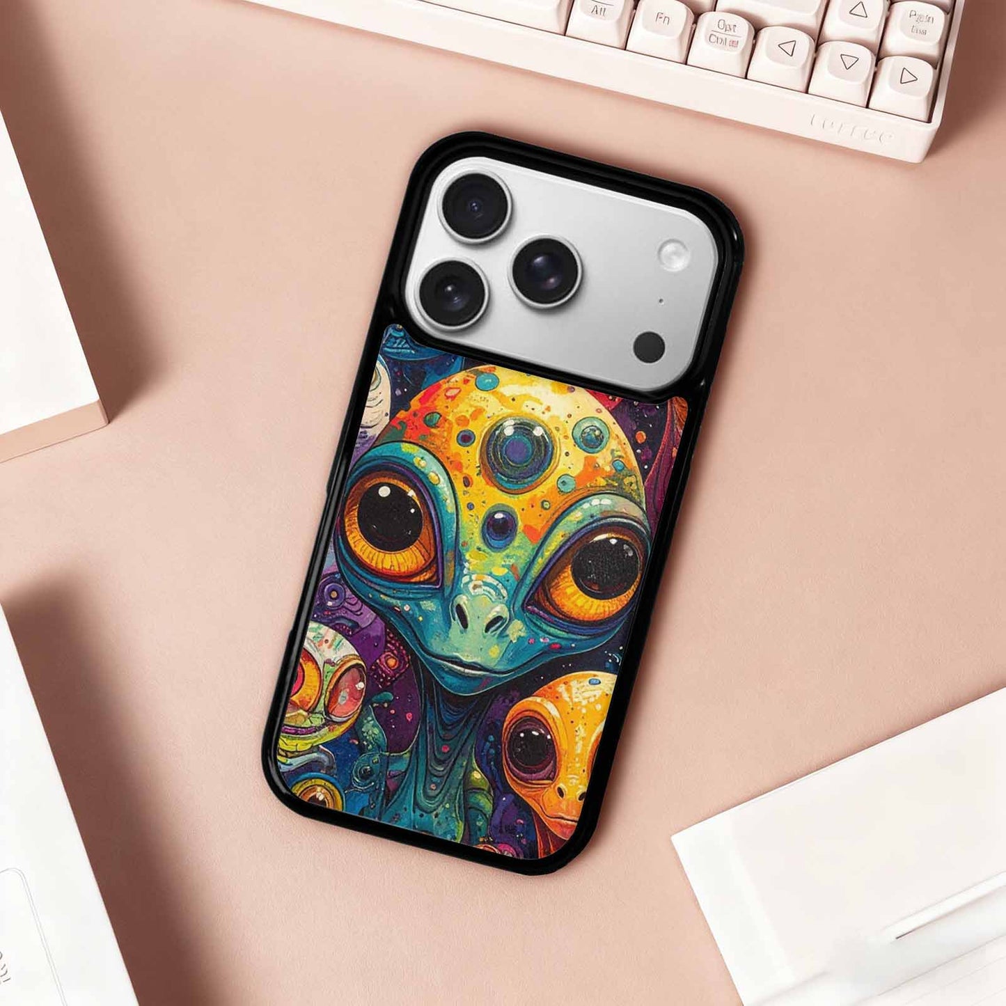 iPhone 17 Pro Case — Cartoon Alien Characters Alien Scifi, Custom Print Case Cover