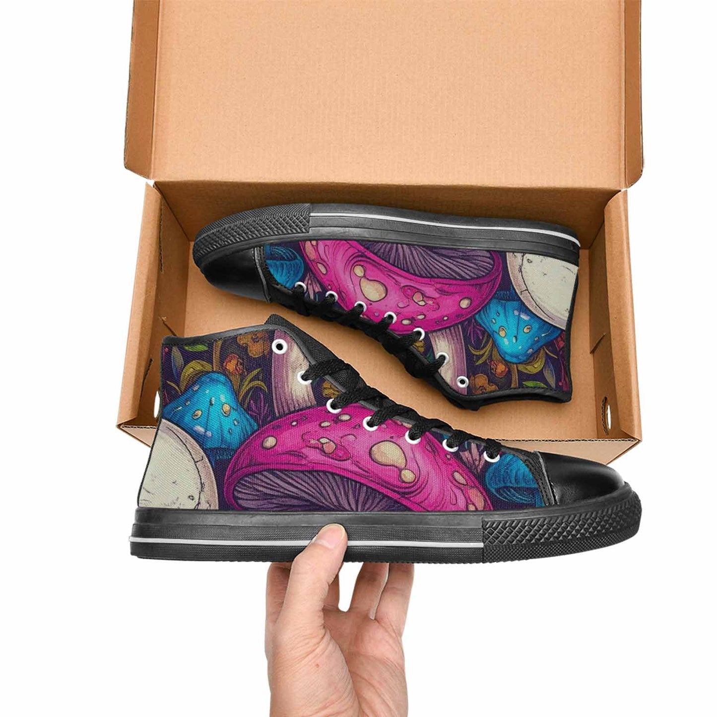 WOMEN'S Mushroom Skull High Top Canvas Y2K Custom Shoes